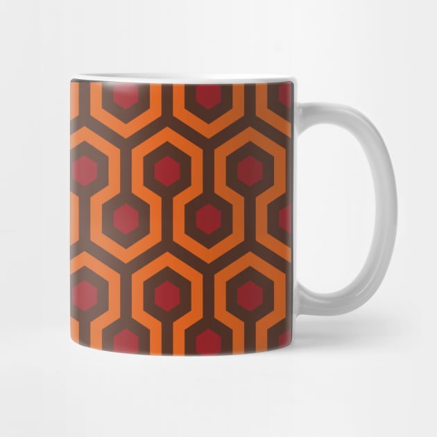 Geometric Pattern: Looped Hexagons: Orange/Red/Brown by Red Wolf